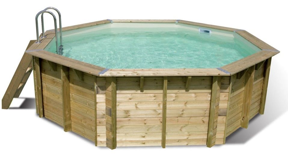 Piscine en bois octogonale Ubbink Oc&eacute;a 430-Beige