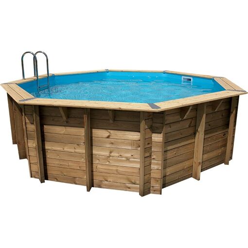 Piscine en bois octogonale Ubbink Oc&eacute;a 510-Bleu