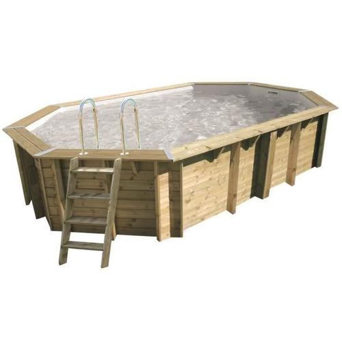 Piscine en bois octogonale Ubbink Océa 400 x 610-Gris