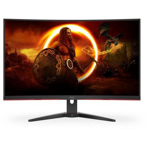 AOC Gaming CQ32G2SE/BK - Écran LED - jeux - incurvé - 32" (31.5" visualisable) - 2560 x 1440 QHD @ 165 Hz - VA - 300 cd/m² - 3000:1 - 1 ms - 2xHDMI, DisplayPort - haut-parleurs - noir, rouge