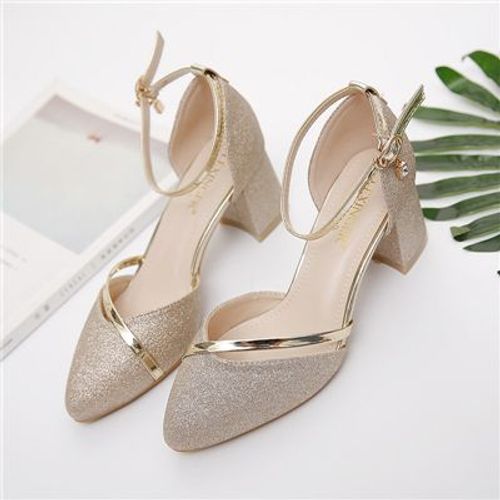 Chaussures Cresfimixescarpins Talons Carrés Dorés Et Argentés Pour Femmeschaussures De Mariée Sexyà La Modepour Fête De Mariagea5574