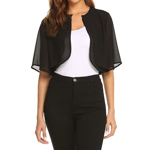 Femmes Aisselles Mousseline De Soie Manches Courtes Front Cardigan Manteau Foulard Robe De Soir¿¿E Cape Chemisier Top