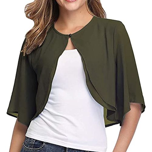Femmes ¿¿L¿¿Gant Cardigan En Mousseline De Soie Manches 3 / 4 Festival Short Shoulder Jacket