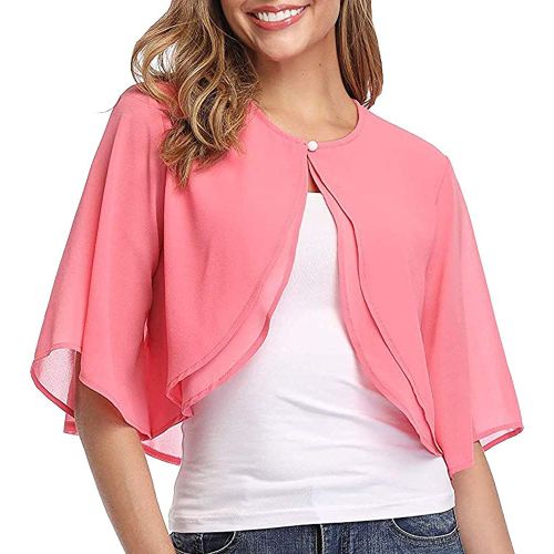 Femmes ¿¿L¿¿Gant Cardigan En Mousseline De Soie Manches 3 / 4 Festival Short Shoulder Jacket