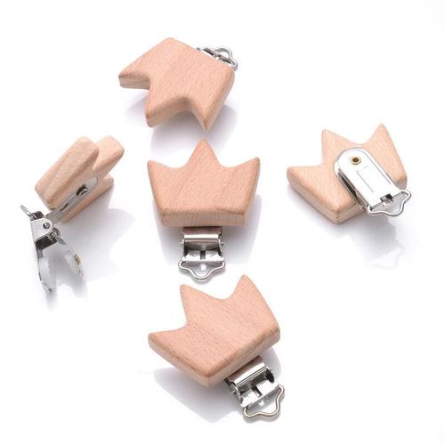 Clips De Sucette En Bois De Hêtre Pour Bébé,Accessoire D'alimentation À Mâcher,Diy,5 Pièces/Lot - Type 38