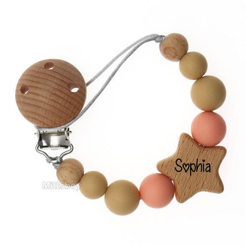 Réinitialisation De Sucette Pour Bébé,Nom,Souvenir De Bébé,Cadeau,Fournitures De Bébé En Bois,Cadeau Pour Mère,2023 - Type Pacifier Chain #X