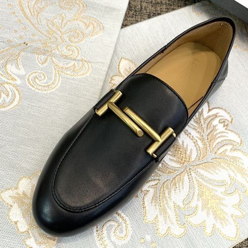 Chaussures Mocassins En Cuir Solide Avec Semelle Souple Pour Femmechaussures D'été Tête Ronde Et Enfilerstyle Décontracté