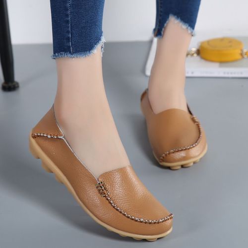 Chaussures Mocassins Plats En Cuir Group Pour Femmechaussures Enfilergrande Taille