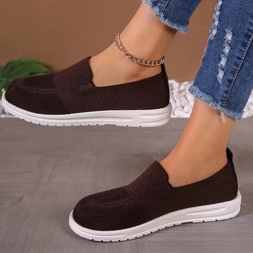 Mocassins En Maille Légère Pour Femme,Chaussures Décontractées,Semelle Souple,Antidérapantes,Respirantes,Plates,Grande Taille 43,Automne 2023