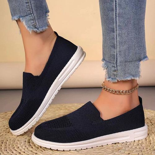 Mocassins En Maille Légère Pour Femme,Chaussures Décontractées,Semelle Souple,Antidérapantes,Respirantes,Plates,Grande Taille 43,Automne 2023