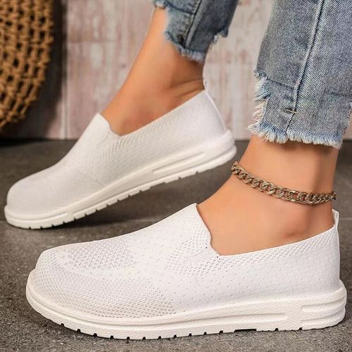 Mocassins En Maille Légère Pour Femme,Chaussures Décontractées,Semelle Souple,Antidérapantes,Respirantes,Plates,Grande Taille 43,Automne 2023