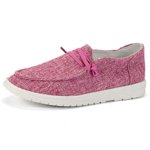 Chaussures Plates Peu Profondes En Toile Rose Pour Femmes,Mocassins Légers À Enfiler,Semelle Souple,Grande Taille 43,Chaussures Décontractées Coordonnantes Pour Dames,2023
