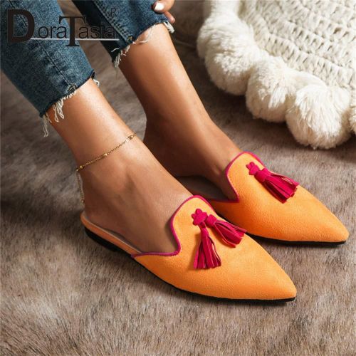 Mocassins Pointus À Franges Léopard Pour Femmes,Chaussures Plates Décontractées Douces Pour Femmes,Couleurs Mélangées,Design De Marque Pour Dames,Mode,Grande Taille,43