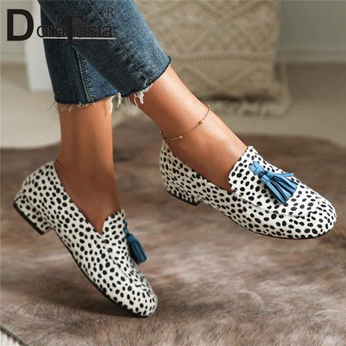 Mocassins Pointus À Franges Léopard Pour Femmes,Chaussures Plates Décontractées Douces Pour Femmes,Couleurs Mélangées,Design De Marque Pour Dames,Mode,Grande Taille,43