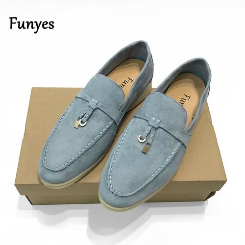 Funyes Chaussures Plates Pour Femme Chaussure Mocassin Femme,Mocassins En Daim À Bout Rond Pour Femmes,En Cuir Véritable De Bonne Qualité,Décontractés,De Luxe,Taille 42