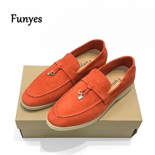 Funyes Chaussures Plates Pour Femme Chaussure Mocassin Femme,Mocassins En Daim À Bout Rond Pour Femmes,En Cuir Véritable De Bonne Qualité,Décontractés,De Luxe,Taille 42