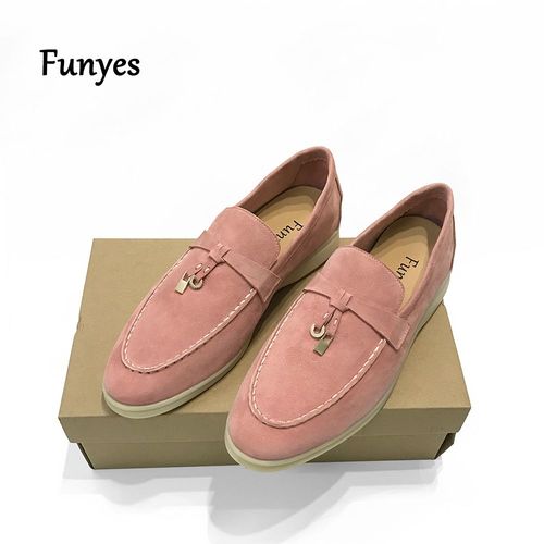 Funyes Chaussures Plates Pour Femme Chaussure Mocassin Femme,Mocassins En Daim À Bout Rond Pour Femmes,En Cuir Véritable De Bonne Qualité,Décontractés,De Luxe,Taille 42