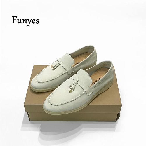 Funyes Chaussures Plates Pour Femme Chaussure Mocassin Femme,Mocassins En Daim À Bout Rond Pour Femmes,En Cuir Véritable De Bonne Qualité,Décontractés,De Luxe,Taille 42