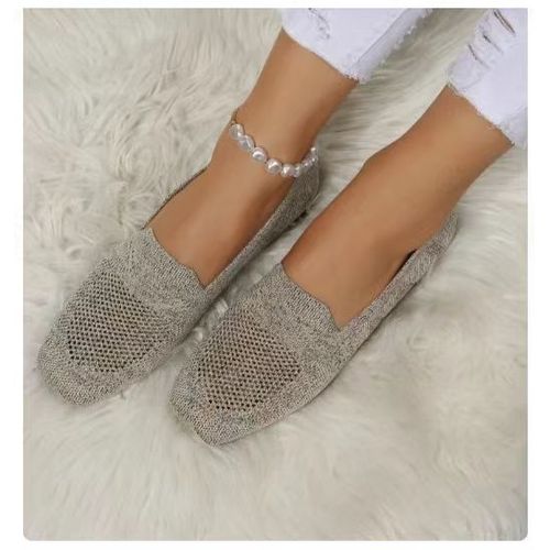 Ballerines Carrées En Maille Pour Femmes,Baskets Respirantes,Mocassins À Enfiler,Taille 43,Printemps,Automne,2024