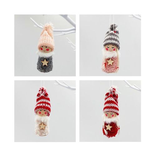 4pcs Christmas Tree Ornaments Cute Knitted Plush Angel Boys Girls Hanging For Do