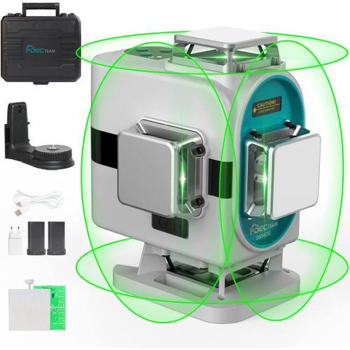 Niveau Laser lignes vertes DECTEAM Autonivelant 4D 16 Lignes - Avec 2 Batteries et Mallette