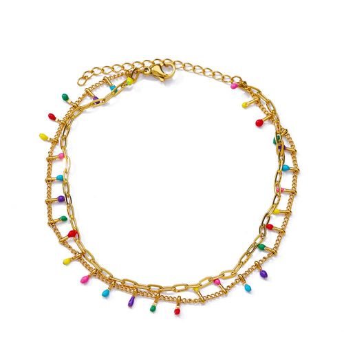 Bracelets De Cheville Colorés Boho Drops Pour Femmes,Bracelet De Cheville En Acier Inoxydable,Bijoux Esthétiques,Cadeau De Mariage De Luxe,Document Doré,2024