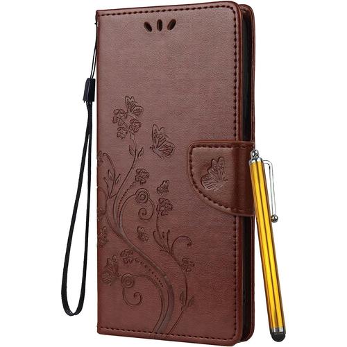 Housse Coque Pour Samsung Galaxy A53 5g, Etui Housse Pour Galaxy A53 5g Coque En Cuir Portefeuille Pochette Avec Fentes Pour Cartes Protecteur Silicone Souple Cover Pour Samsung A53 5g, Brun