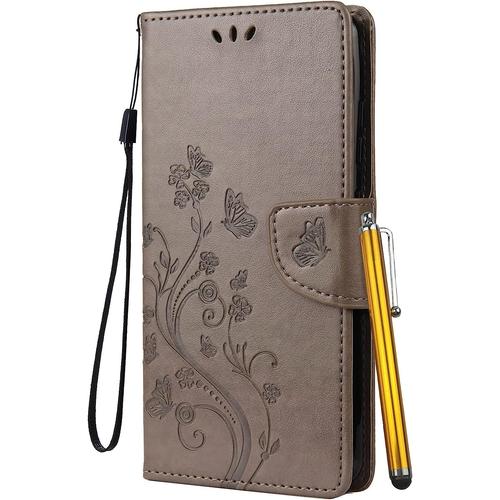 Housse Coque Pour Xiaomi Redmi Note 10 Pro, Etui Housse Pour Redmi Note 10 Pro Coque Cuir Portefeuille Pochette Avec Fentes Pour Cartes Protecteur Silicone Souple Cover Pour Redmi Note 10 Pro, Gris