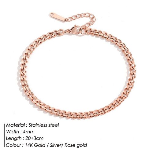 Bracelets De Cheville Cubains En Acier Inoxydable Pour Hommes Et Femmes,Gourmette De Document En Or 14 Carats,Rinçage Des Pieds,Bijoux À La Mode,,4mm