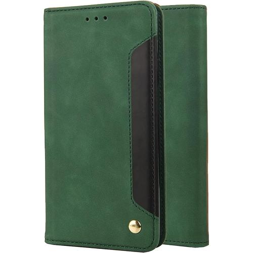 Housse Coque Pour Google Pixel 6a Etui Housse Cuir Portefeuille Pochette Flip Cover Protecteur Magnétique Soft Tpu Silicone Etui Google Pixel 6a Avec Fente Pour Carte, Vert