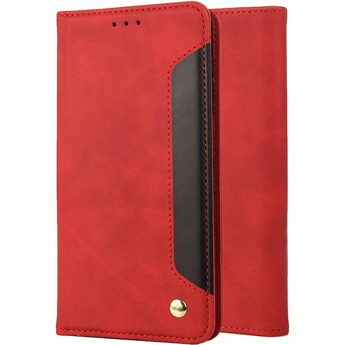 Housse Coque Pour Samsung Galaxy S8 Plus Etui Housse Cuir Portefeuille Pochette Flip Cover Protecteur Magnétique Soft Tpu Silicone Etui Galaxy S8 Plus Avec Fente Pour Carte, Rouge