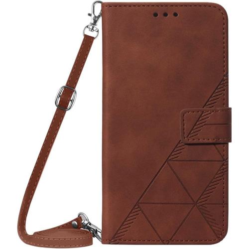 Coque Avec Cordon Pour Xiaomi 11t / Xiaomi 11t Pro 5g, Pu Cuir Silicone Cover Avec Fente Pour Carte Tour De Cou Lanière, Slim Necklace Case Anti-Choc Bumper Etui Housse & Collier, Marron