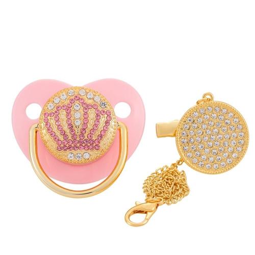 Couronne De Sucette En Silicone Pour,Style,0-3 Ans,Bébé Avec Joréinitialisation Avec Capuchon Anti-Poussière,Garçon,Fille,Cadeau Parfait - Type Pink