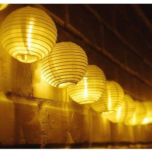 Guirlande lumineuse solaire extérieure 5 mètres Lanterne 20 LED Lampions  Chaîne lumineuse solaire étanche Décoration de Noël pour jardin, terrasse,  cour, maison, arbre de Noël, fêtes (blanc c