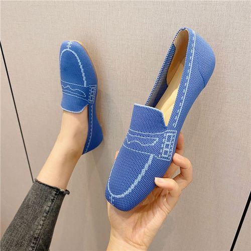 Chaussures De Haricot À Fond Plat Pour Femmes,Chaussures De Marche Décontractées,Semelle En Caoutchouc Non Ald,Tricotées,Respirantes,Douces,Grande Taille,42/41