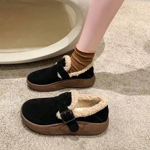 Chaussures Mocassins Ronds En Microcarence Pour Femmeschaussures Plates Enfilerbouton Carrémonochromatiquedécontractéparkermodehiver