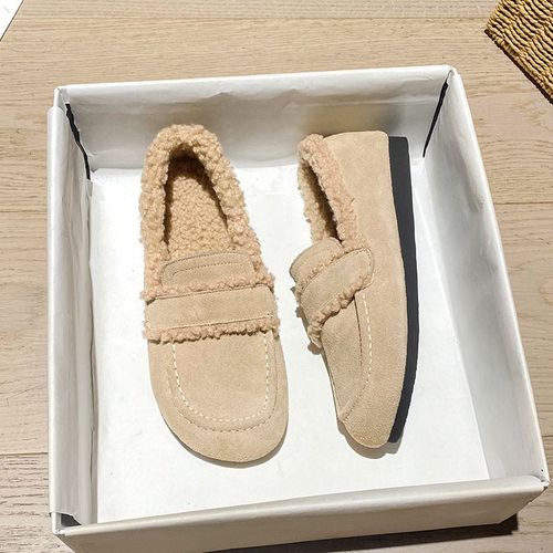 Chaussures Mocassins Bouclés En Fourrure D'agneau Pour Femmecuir Véritablefourrureboucle De Bandelaine D'agneauald Sur Les Mocassinschaussures D'hiver