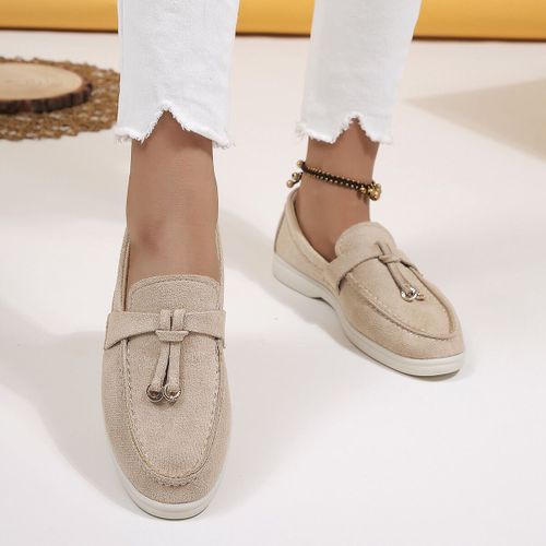 Mocassins À Enfiler En Cuir Et Cachemire Pour Femme,Chaussures Plates Décontractées De Marque,De Haute Qualité,Grande Taille 42,Printemps Automne