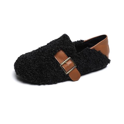 Chaussures Mocassins Chauds En Laine D'agneau Pour Femmeschaussures Plates En Fourrure De Moutonpieds Nuscotonballets Polaires