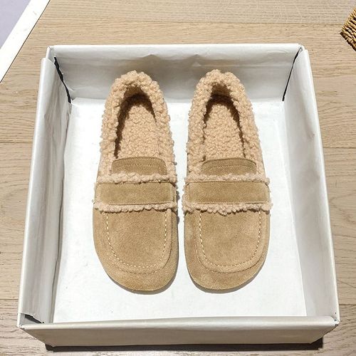 Chaussures Mocassins Bouclés En Fourrure D'agneau Pour Femmecuir Véritablefourrureboucle De Bandelaine D'agneauald Sur Les Mocassinschaussures D'hiver