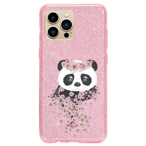 Coque Iphone 14 Plus Paillettes Rose Panda Fleur De Cerisier