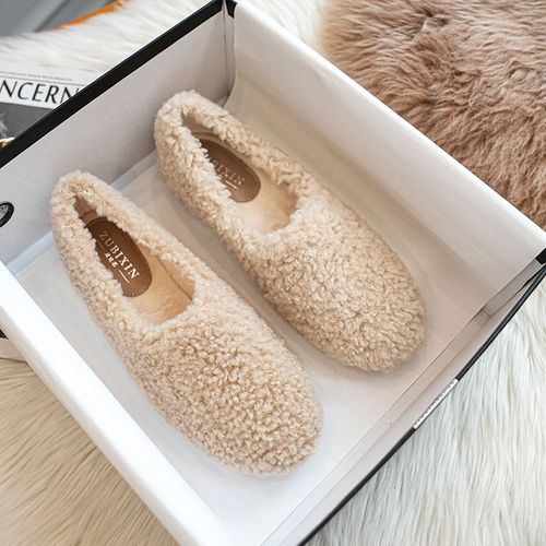 Mocassins Ronds En Fourrure D'agneau Pour Femmes,Chaussures Chaudes,Mocassins En Laine D'agneau,41-43,600
