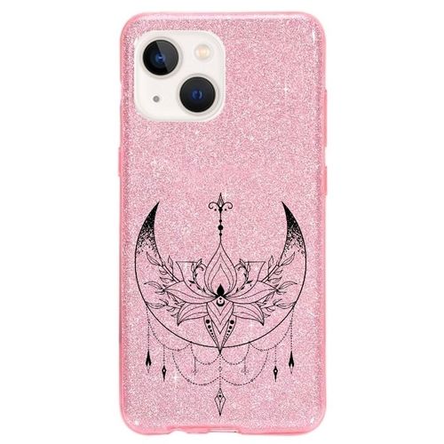 Coque Iphone 14 Plus Paillettes Rose Lotus Astro