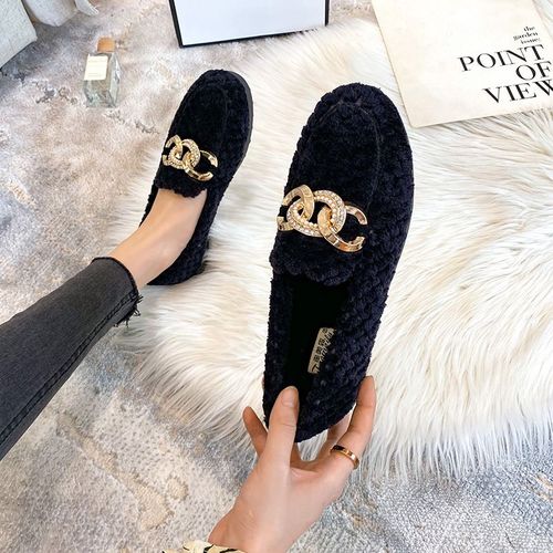 Chaussures Plates En Peluche Pour Femmes,Bottes De Neige Chaudes,Design De Chaîne De Mode,Vêtements De Plein Air Et De Bureau,Grande Taille,35-43,Hiver