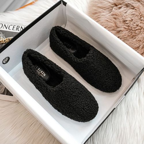 Mocassins Ronds En Fourrure D'agneau Pour Femmes,Chaussures Chaudes,Mocassins En Laine D'agneau,41-43,600