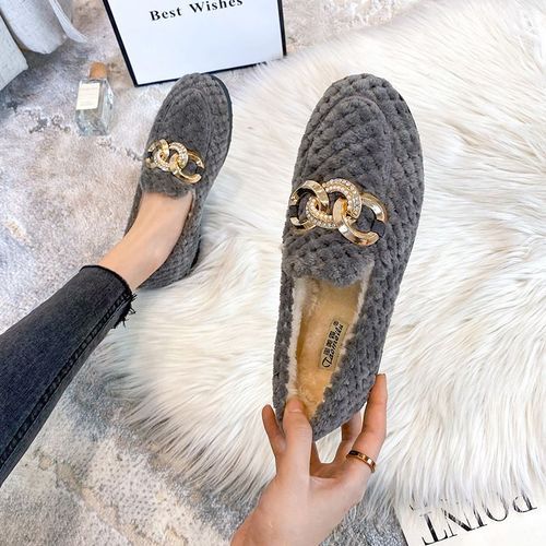 Chaussures Plates En Peluche Pour Femmes,Bottes De Neige Chaudes,Design De Chaîne De Mode,Vêtements De Plein Air Et De Bureau,Grande Taille,35-43,Hiver