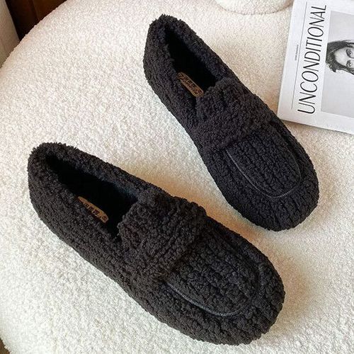 Mocassins En Laine D'agneau Pour Femmes,Chaussures En Coton Chaud,Mocassins À Enfiler,Parker Rond Pour Dames,Appartements En Fourrure De Mouton,Grande Taille 34-43,Hiver