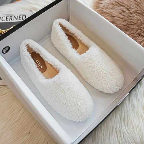 Mocassins Ronds En Fourrure D'agneau Pour Femmes,Chaussures Chaudes,Mocassins En Laine D'agneau,41-43,600