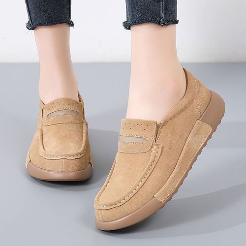 Mocassins À Plateforme En Daim Pour Femmes,Baskets Plates À Enfiler,Chaussures Décontractées,Mocassins De Tennis Pour Dames,Printemps, - 37