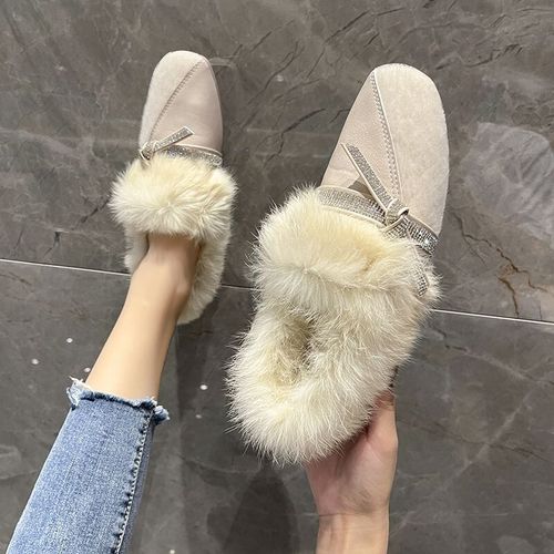 Chaussures Joker Pluschaussures Plates Chaudes Et Confortables En Coton Pour Femmepoils De Lapinstrasslok Fumao Maohiver